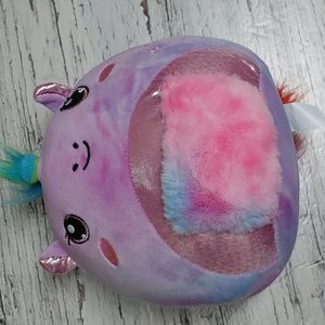 Unicorn soft toy Huggy Squeeze with small pocket for make up or goodies